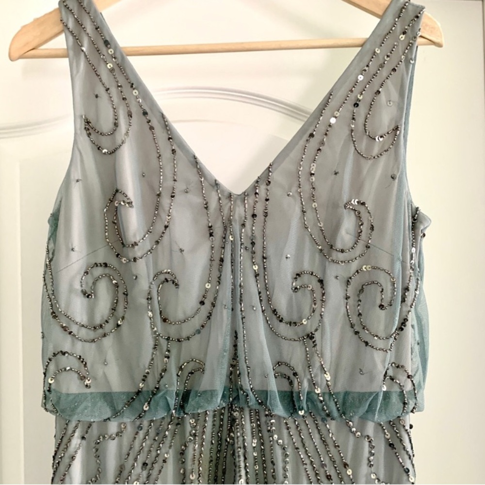 Adrianna Papell sleeveless blouson beaded gown